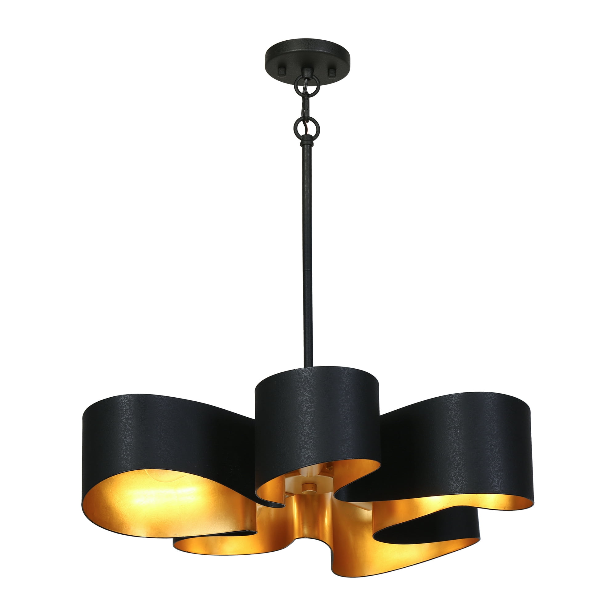 LNC Luckummin 5 -Light Matte Black Cage Metal Metal Chandelier