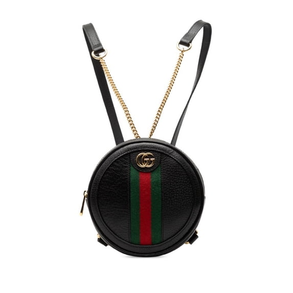 Pre-Owned Gucci Sherry Line Ophidia Chain Backpack 598661 Black Leather Women's GUCCI