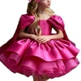thumbnail image 2 of Vestido de niña con lazo y tirantes, falda de princesa, disfraz infantil de color rojo rosa, 2 of 4