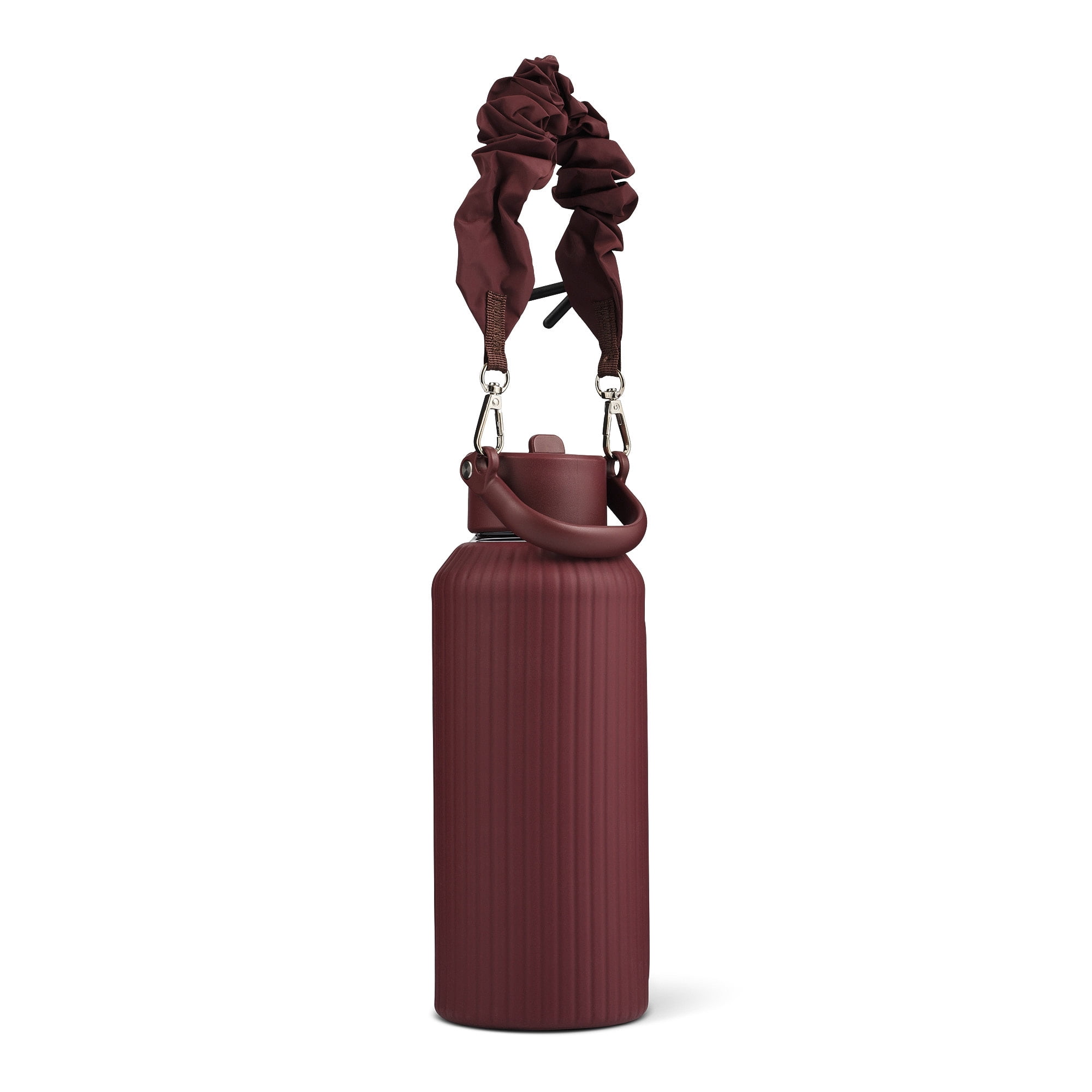 Mary Lawless Lee x TAL 32oz Glass Vista Water Bottle with Ribbed Sleeve and Strap, Oxblood