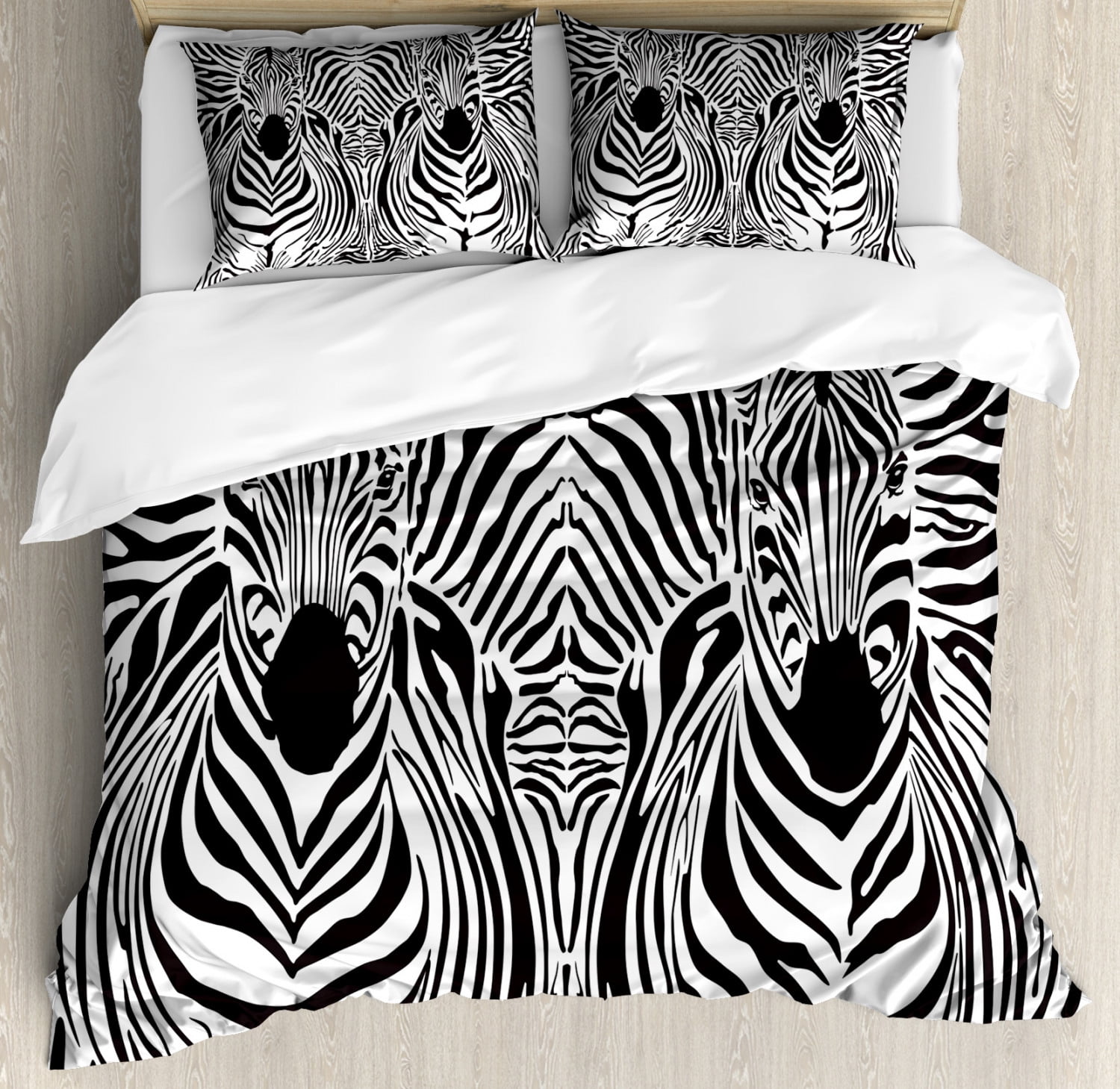 Zebra Print Duvet Cover Set, Illustration Pattern Zebras Skins