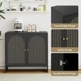 thumbnail image 4 of Accent Cabinet with Printed Arched Line Pattern, Modern Buffet Sideboard with Adjustable Shelves, Decorative Storage Cabinets for Bedroom Living Room Kitchen Office Entryway and Hallway, Black, 4 of 7