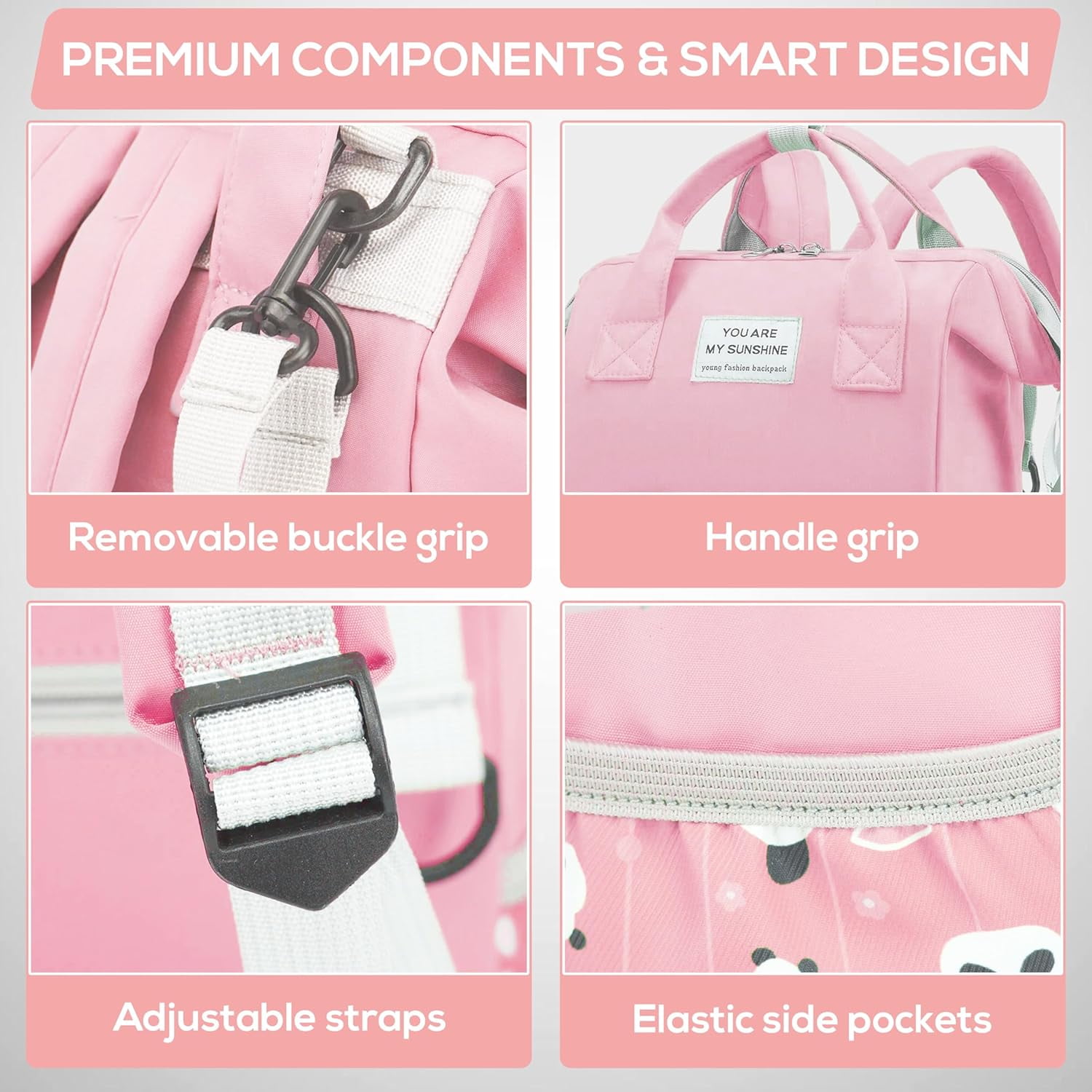 Diaper Bag Backpack for Moms - Diaper Bag Backpack for Girl - Multi-Function Diaper Bags for Baby Girl - Waterproof Baby Bag for Mom whit Insulated Pockets & Stroller Straps.
