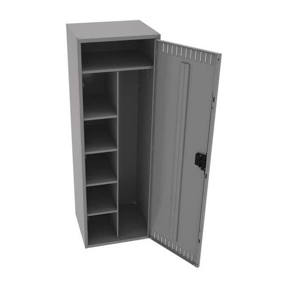 Wardrobe Locker, 24 in W, 21 in D, 72 in H, (1) Tier, (1) Wide, Medium Gray