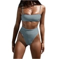 thumbnail image 2 of QUNYINEY String Women Bikini High Waisted Solid Swimsuits Triangle Tummy Control Swimsuit Sets, 2 of 6