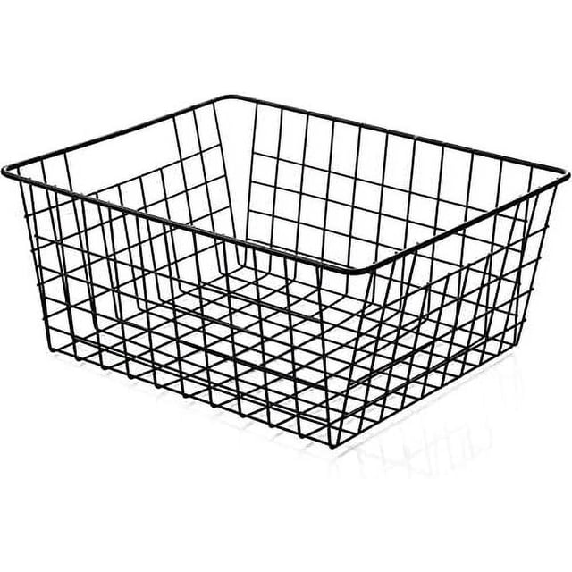 Wire Storage Baskets,Small Wire Baskets for Organizing Household Pantry Baskets Pantry Baskets For Storage Metal Baskets,Wire Baskets for Pantry Kitchen Shelf Laundry Cabinets Garage, Black