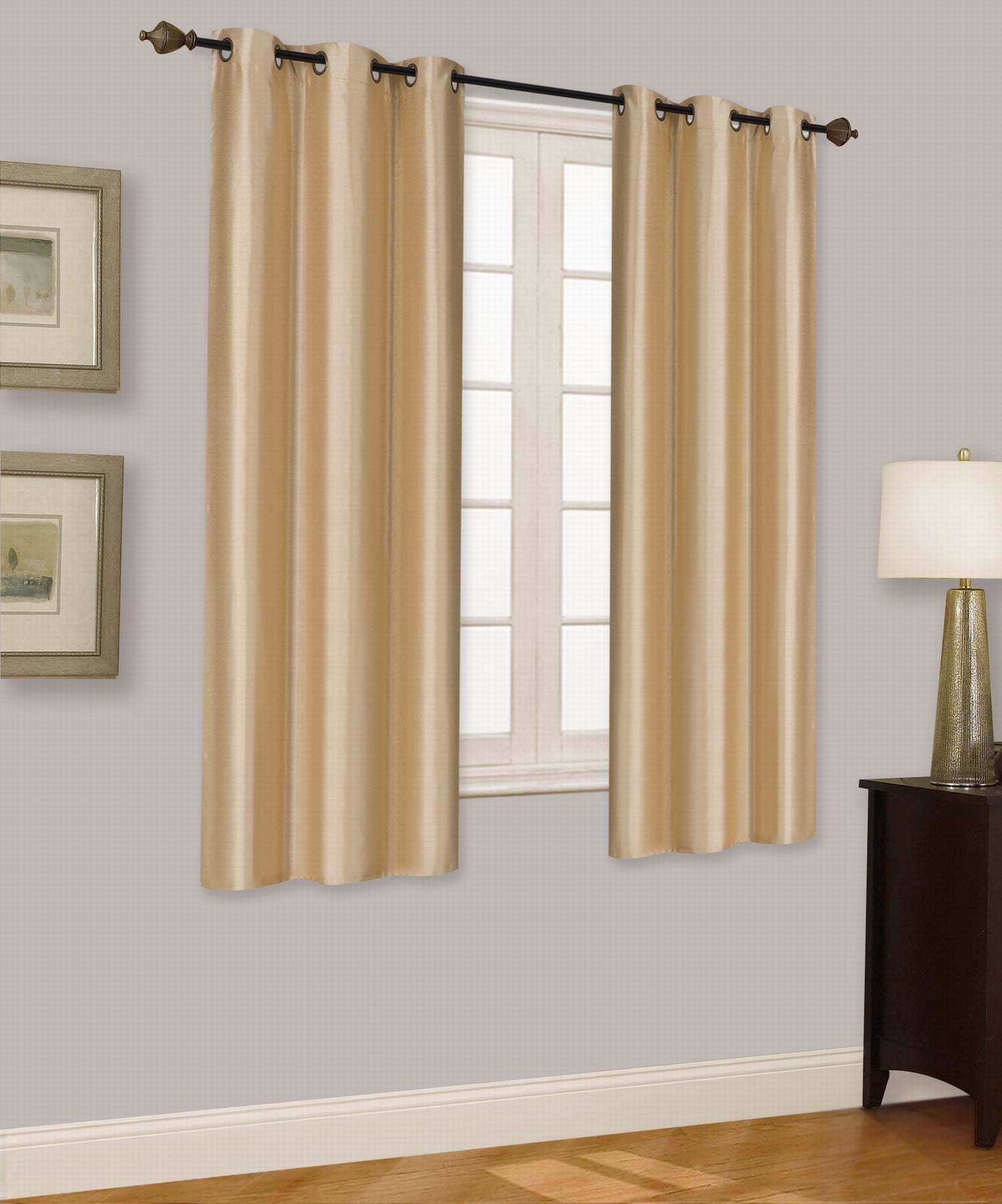 NEW 2PC 100% THERMAL BLACKOUT PANELS WINDOW CURTAIN ASSORTED COLORS ELIO GOLD 