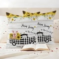 thumbnail image 3 of Sunflowers Outdoor Waterproof Pillow Covers, Spring Botanical Truck Pig Wooden Grain Decorative Square Throw Pillowcase Sofa Cushion Sham for Patio/Couch/Chair, 18"x18" 2 Pack, 3 of 8