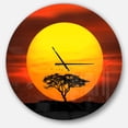 thumbnail image 1 of Designart 'Lonely Tree with Birds at Sunset ' Modern wall clock, 1 of 6