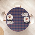 thumbnail image 4 of Ambesonne Plaid Fitted Round Tablecloth, Scottish Country Style, 40"- 44" Diameter, Indigo Purple, 4 of 5