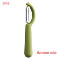 thumbnail image 2 of 2 Pieces Fruit Vegetable Stainless Steel Peeler steel peeler Paring Paring cutter Round Handle Tools Kitchen Processor Random Color, 2 of 9