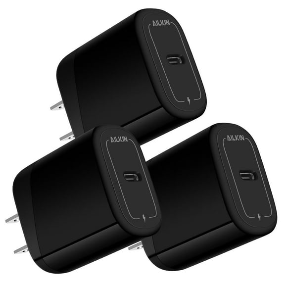 USB C Charger,USB C Wall Charger Block,3PCS AILKIN PD 20W Type C Block Charger Fast Charging Charger Plug Power Adapter USB C Brick Cube for Android Fast Charging