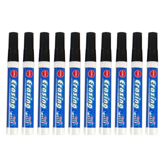 10-Pack Erasable Whiteboard Marker Set - Waterproof & Non-Toxic, Quick-Drying for Classroom & Home, Red/Blue/Black Colors