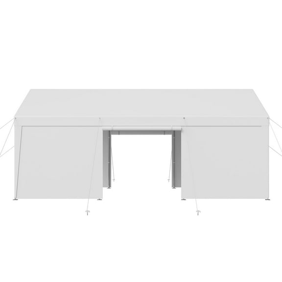10x20FT Heavy Duty Carport Canopy with Sidewalls, Outdoor Car Shelter, White - Durable Vehicle Protection