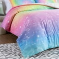 thumbnail image 5 of NTBED Tie Dye Constellation Rainbow Ombre Comforter Set Queen Size Gradient Galaxy Bedding Set for Kids Girls Boys Pink Green 3Pcs, 5 of 9
