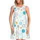 thumbnail image 1 of Easygdp Gold Stars Blue Dots Pattern para Vestido Transpirable de Mujer, Vestido Suelto de Manga Corta con Pliegues y Bolsillos para el Verano, 1 of 7
