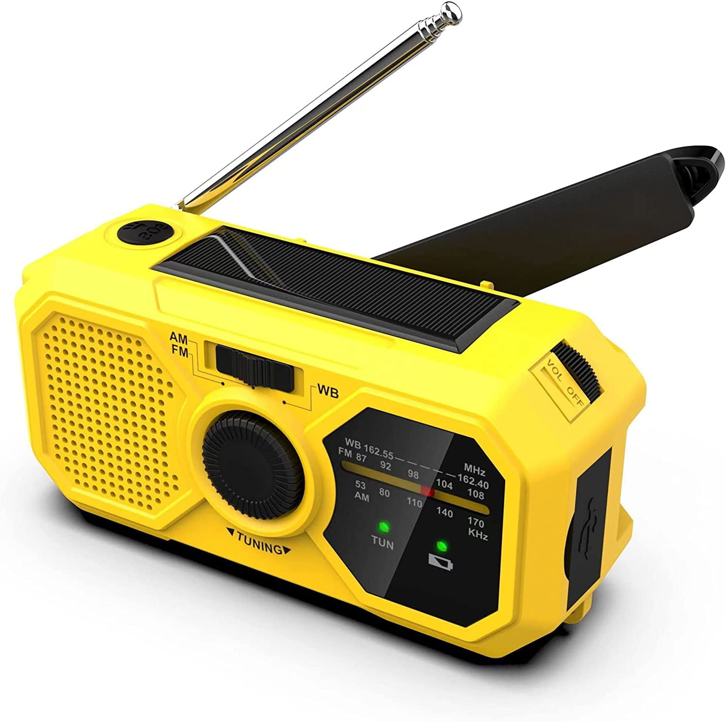 Kaito V5 AM/FM/NOAA Battery LED Flashlight Portable Weather Radio, Yellow