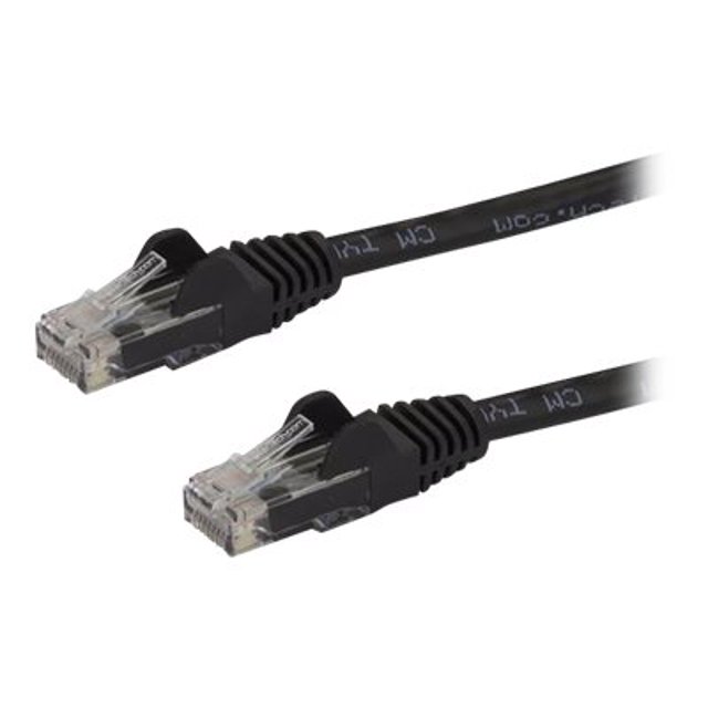 StarTech.com 7ft CAT6 Ethernet Cable, 10 Gigabit Snagless RJ45 650MHz 100W PoE Patch Cord, CAT 6 10GbE UTP Network Cable w/Strain Relief, Black, Fluke Tested/Wiring is UL Certified/TIA - Category 6 - 24AWG (N6PATCH7BK) - Patch cable - RJ-45 (M) to RJ-45 (M) - 7 ft - CAT 6 - snagless - black