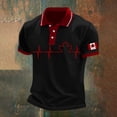thumbnail image 2 of Men's Canada Flag Print Slim Fit Short Sleeve Casual Style Zip Polo Shirt,Black,XXXXXL, 2 of 4