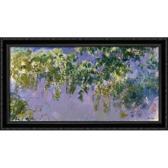Wisteria 40x22 Large Black Ornate Wood Framed Canvas Art by Claude Monet