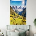 thumbnail image 4 of Scenery Decor Tapestry, Village View with Lined Mountain Peaks and Meadow Northern European Alps Art, Wall Hanging for Bedroom Living Room Dorm Decor, 40W X 60L Inches, Grey Green, by Ambesonne, 4 of 5