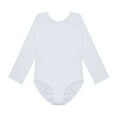 thumbnail image 3 of YONGHS Kids Girls Team Basic Gymnastics Ballet Dance Leotards Long Sleeves Nude Undergarment Leotard White Round Neck 9-10, 3 of 7
