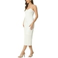 thumbnail image 4 of INSPIRE CHIC Spaghetti Straps Dress for Women's Sleeveless Ruched Twist Front Pencil Dresses XS White, 4 of 6
