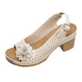 thumbnail image 1 of Sandales Ouvertes Confortables pour Femmes avec Design Fleur Creuse Talon Compensé Pantoufles pour Marche d'Été, 1 of 9