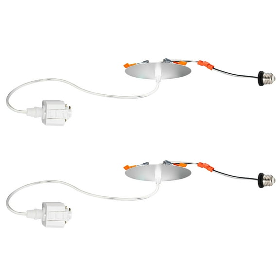 Kiven Recessed Light Conversion Kit for 4/5/6 inch Holes, White 3-Wire-1 120V H Track Connector,2 Pack Convert Recessed Light to Track System for LED Track Lights Heads Picture Lights
