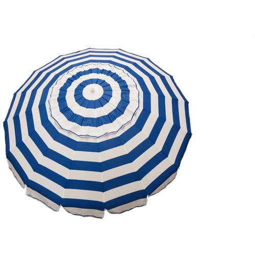 DestinationGear 8' Royal Blue and White Stripe Deluxe Beach and Patio Umbrella by Overstock