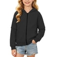 thumbnail image 2 of Lutiedan Zip Up Hoodie for Girls Casual Long Sleeve Fleece Sweatshirt Fall Lightweight Hooded Jacket with Pockets Size 4-15, 2 of 8