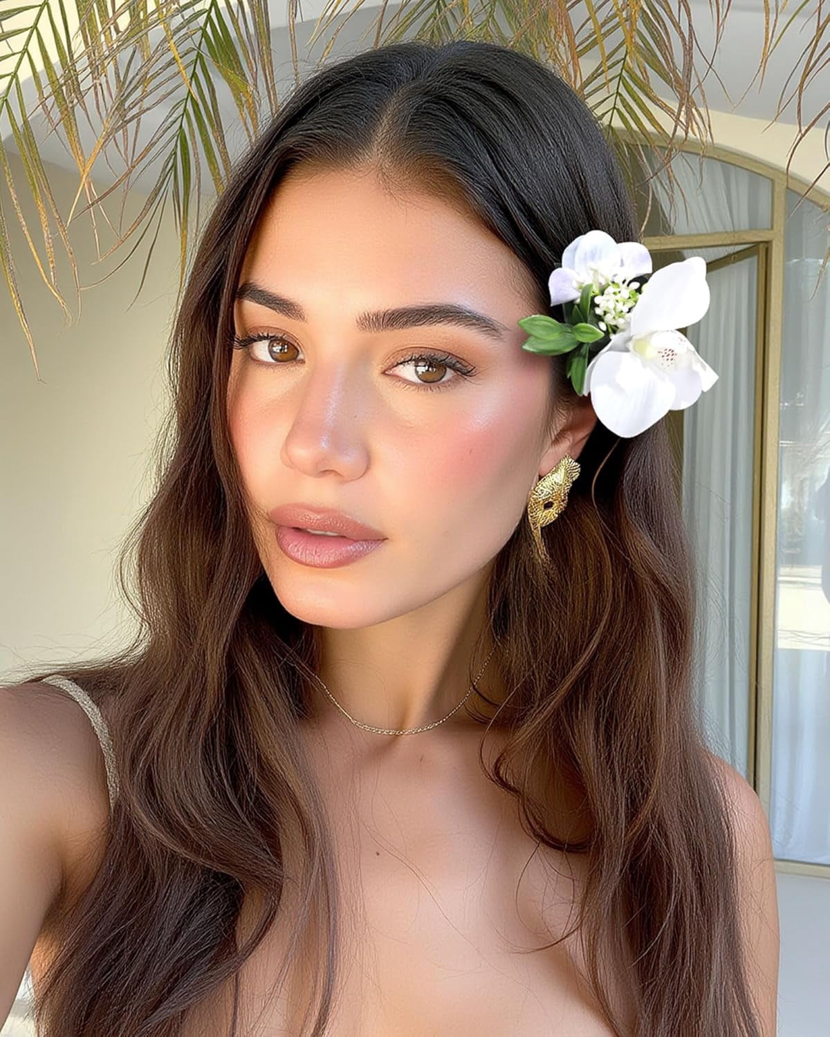 Hawaiian Flower Hair Clips for Women - 3PCS Beach Tropical Hair Clips for Girls,Artificial Flower Clips for Beach,Hawaiian Hair Accessories for Vacation Party