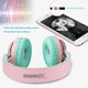 thumbnail image 5 of Riwbox WT-7S Auriculares Bluetooth con luz, Auriculares inalámbricos estéreo Plegables con micrófono y Control de Volumen para PC/Tableta/TV/Viajes (Rosa Verde), 5 of 5