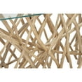 thumbnail image 6 of DecMode 51" x 30" Brown Teak Wood Handmade Tree Branch Console Table with Clear Glass Top, 1-Piece, 6 of 9