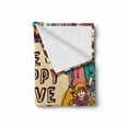 thumbnail image 2 of Saying Soft Flannel Fleece Throw Blanket, Group People Illustration Be Happy Love People Live in Peace Phrase, Cozy Plush for Indoor and Outdoor Use, 50" x 60", Multicolor, by Ambesonne, 2 of 6