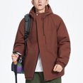 thumbnail image 4 of Mrmaere Men's Hooded Drawstring Jacket Multi-Color Warm Casual Outerwear for Daily & Outdoor Wear Brown XXXL, 4 of 5