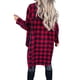 thumbnail image 4 of Camisas a cuadros de manga larga para mujer, chaqueta informal hasta la rodilla con botones, camisa holgada de franela larga, 4 of 5