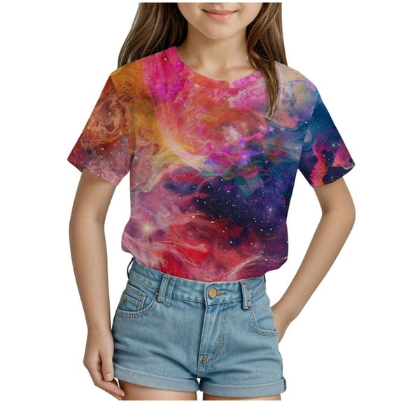 ZTKWD Boys Girls Kids Shirts 3D Graphic Casual Crewneck Short Sleeve Tops Tees 6-16 Years