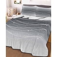 thumbnail image 3 of Quilts Full Size Bedding Set, White Gray Ombre Lightweight Quilted Comforter, Modern Abstract Striped Polka Dots Soft Reversible Bedspread Coverlet with Pillow Covers for All Season, 78" x 90", 3 of 7
