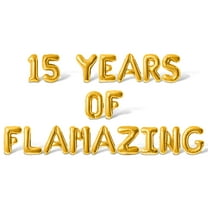 Letter Balloons - 15 YEARS OF FLAMAZING 16" Inch Alphabet Letters Foil Mylar Balloon 15th Birthday Party Banner (Gold)