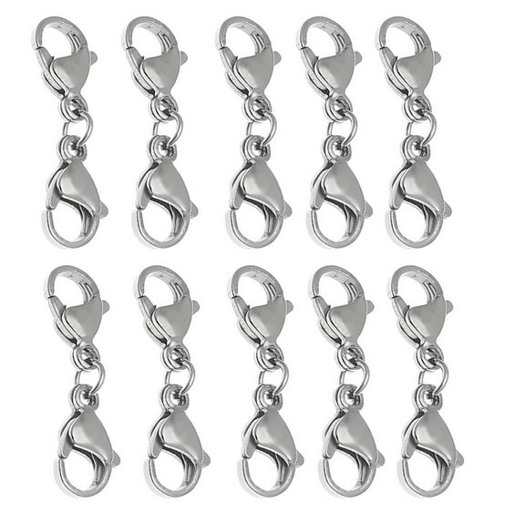 10x Double Claw Connector Small Bracelet Extender Necklace Shortener Clasp for DIY Jewelry Making Handmade Decoration