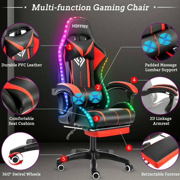 NEO CHAIR Office Chair Computer Desk Chair Gaming - Ergonomic High Back  Cushion Lumbar Support with Wheels Comfortable Black Leather Racing Seat