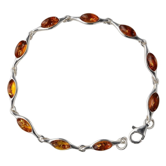 GIA Certified Sterling Silver and Honey Baltic Amber Bracelet, Amber Jewelry Collection