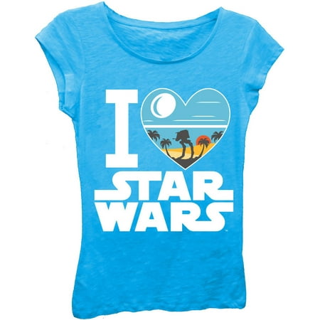 Girls' 'I Love Star Wars' Short Puff Sleeve Graphic T-Shirt With Crystalline Print