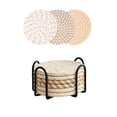 thumbnail image 2 of Juego de posavasos de tela de algodón tejido con soportes, posavasos absorbentes y resistentes al calor para mesas, mesas de centro, escritorios, 6 piezas, multicolor., 2 of 7