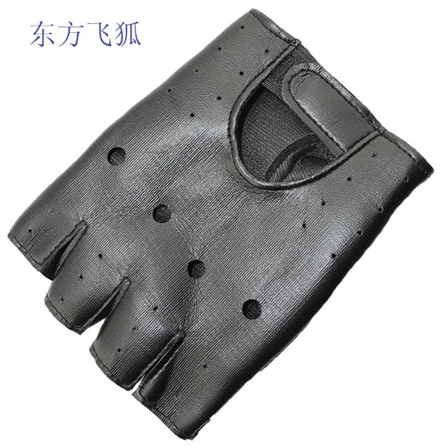Guantes de cuero desechables con medio dedo y diseño de rayo punk para adultos y niños con remaches