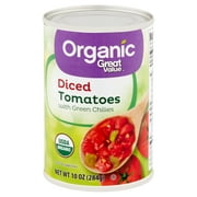 Great Value Organic Diced Tomatoes with Green Chilies, 10 oz