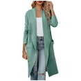thumbnail image 2 of Women's Long Cardigan Open Front Casual Loose Oversized Coatigan Notch Collar Trench Coat, 2 of 7