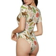 thumbnail image 2 of Vsdgher Monkeys in the Jungle Prinr Short Sleeve Body suit for Womens, Sexy Onesie One Piece Round Neck Bodysuit Shapewear Tummy Control-XX-Large, 2 of 7