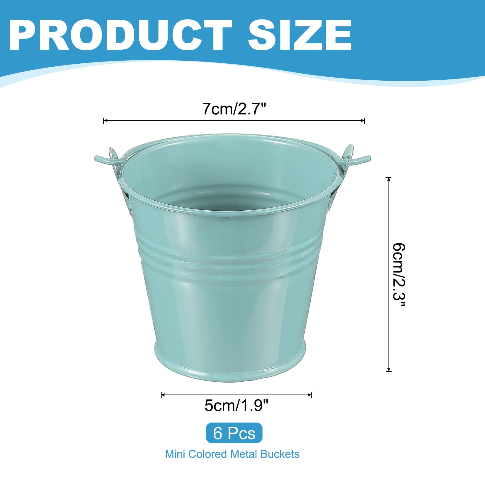 Small Metal Buckets with Handle Mini Galvanized Bucket Colorful Easter Buckets Dark Blue 2.7"x2.3" 6 Pcs